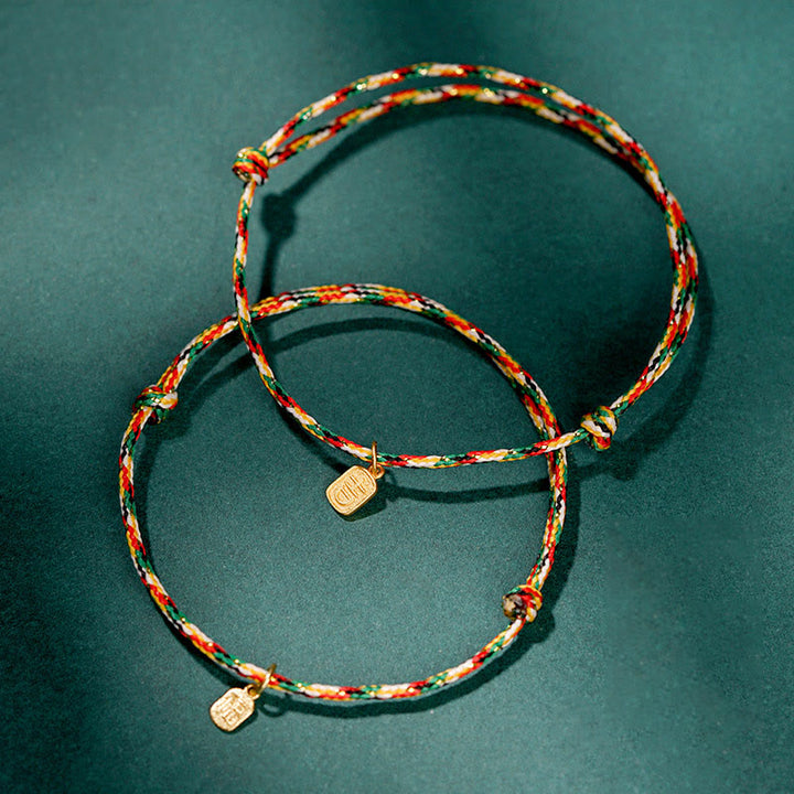 Buddha Stones auspicioso personaje Fu paz y alegría suerte pulsera multicolor hecha a mano para niños y adultos