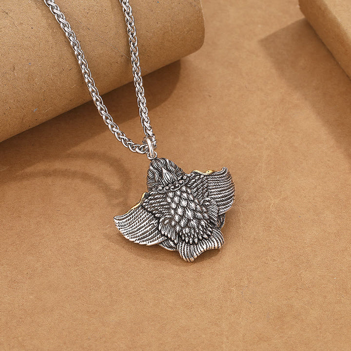 Colgante de collar de protección de cobre con pájaro Garuda del Tíbet y Buddha Stones