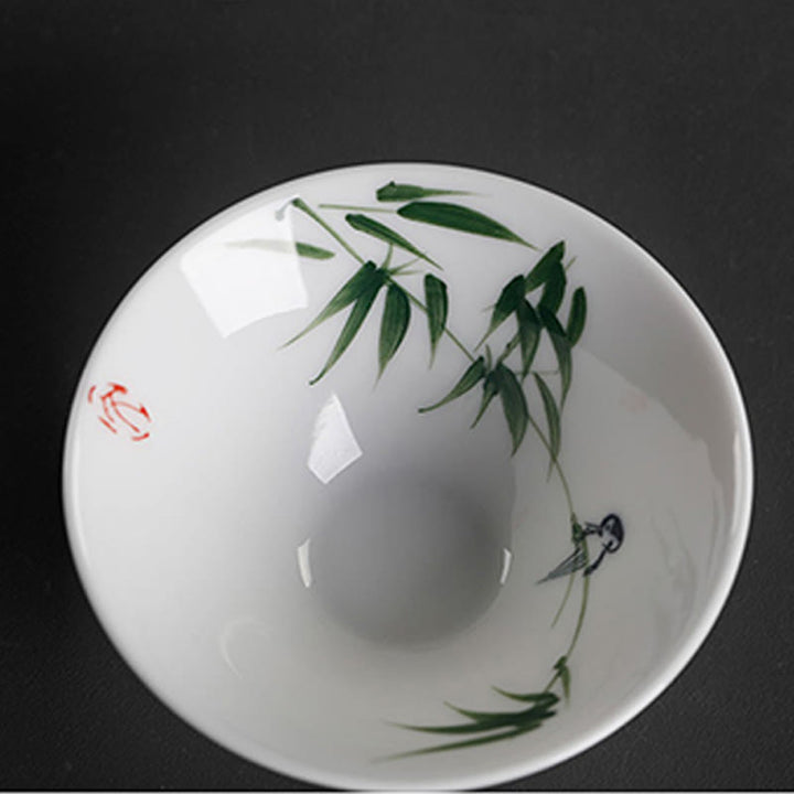 Buddha Stones Vintage ciruela orquídea bambú crisantemo loto pez Koi taza de té de cerámica tazas de té Kung Fu