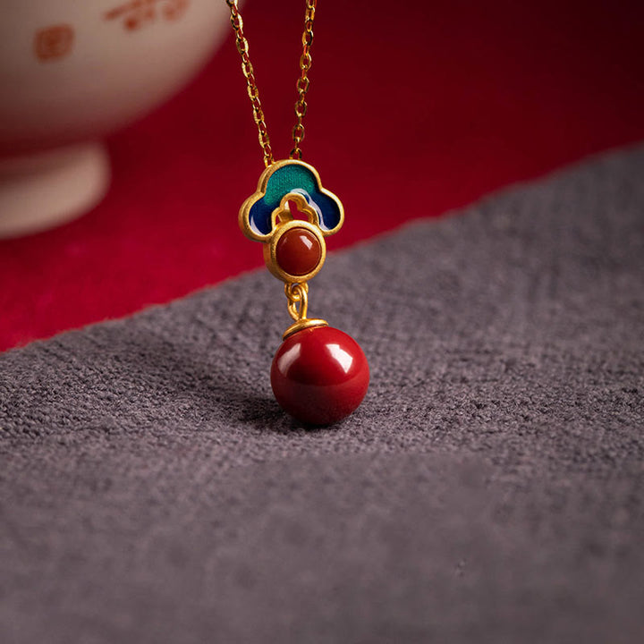 Juego de anillos y pendientes con colgante de ágata roja y cinabrio chapado en plata de ley 925 con Buddha Stones