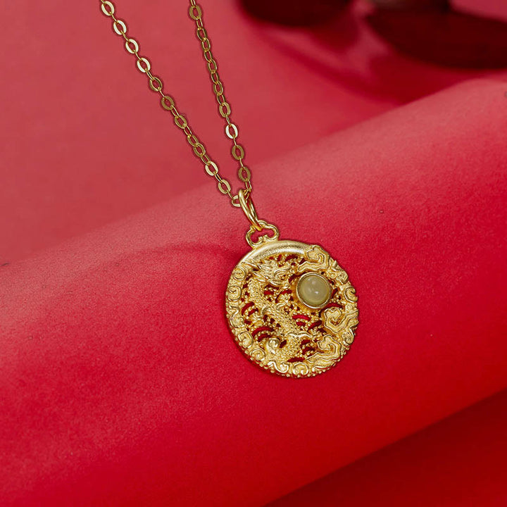 Buddha Stones de Plata de Ley 925, colgante de collar de la suerte con incrustaciones de Jade hetiano, nubes propicias, Año del Dragón - image 3