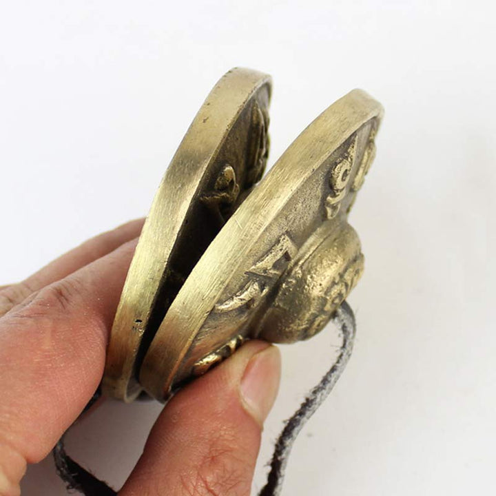 Buddha Stones tibetano Tingsha campana seis palabras verdaderas dragón cobre equilibrio decoración con bolsa