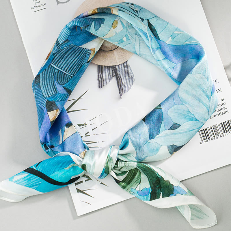 Bufanda de seda de morera 100% con pintura al óleo de jungla de Buddha Stones , bufanda de cuello de seda de doble cara de grado superior 6A - image 10