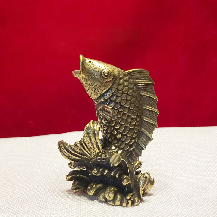 Buddha Stones, Mini Rana pequeña, Tortuga, pez Koi, Caracol, cangrejo, cobre, riqueza, decoración del hogar - Pez koi - image 16