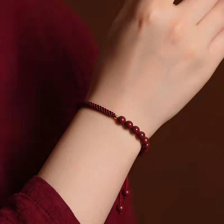 Pulsera de hilo de bendición con nudo King Kong de cinabrio natural con Buddha Stones