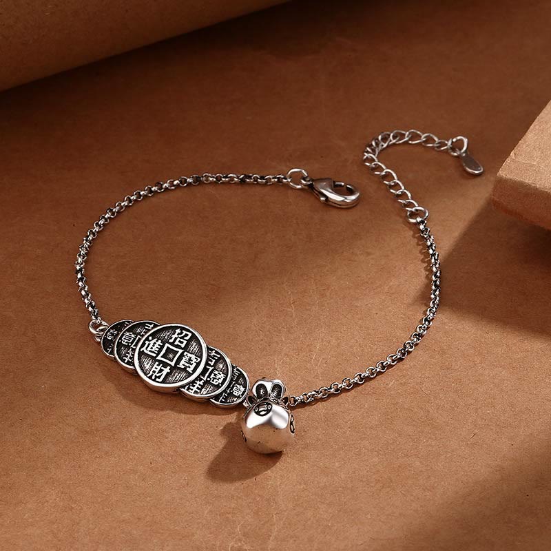 Pulsera de riqueza con bolsa de dinero y monedas de cobre con Buddha Stones