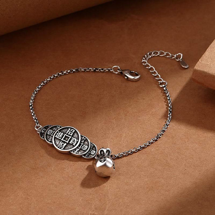 Pulsera de riqueza con bolsa de dinero y monedas de cobre con Buddha Stones