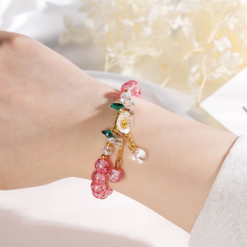 Pulsera de cuentas de cristal con dije de flor de diseño simple con Buddha Stones