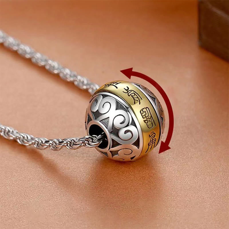 Buddha Stones taoísta Mantra de nueve caracteres grabado amuleto equilibrio collar colgante giratorio - Mantra y cadena de nueve caracteres - image 0