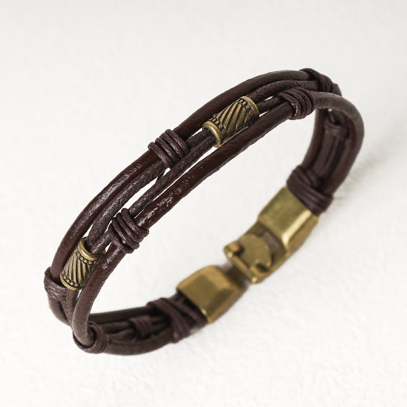 Pulsera de cuero vintage con Buddha Stones, pulsera con capas de cuerda marrón - image 9