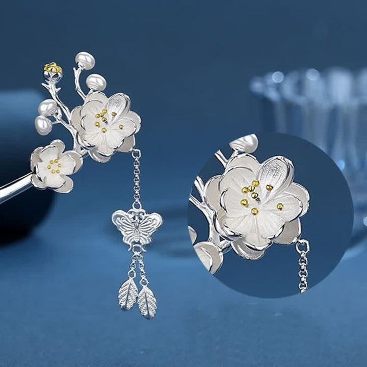 Horquilla con borlas de libertad y amor de mariposa, flor de ciruelo - image 8