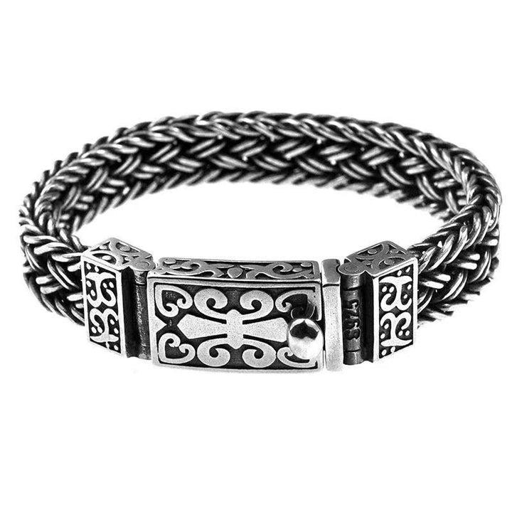 Pulsera de cadena curativa trenzada con patrón de tótem de vid retro con Buddha Stones
