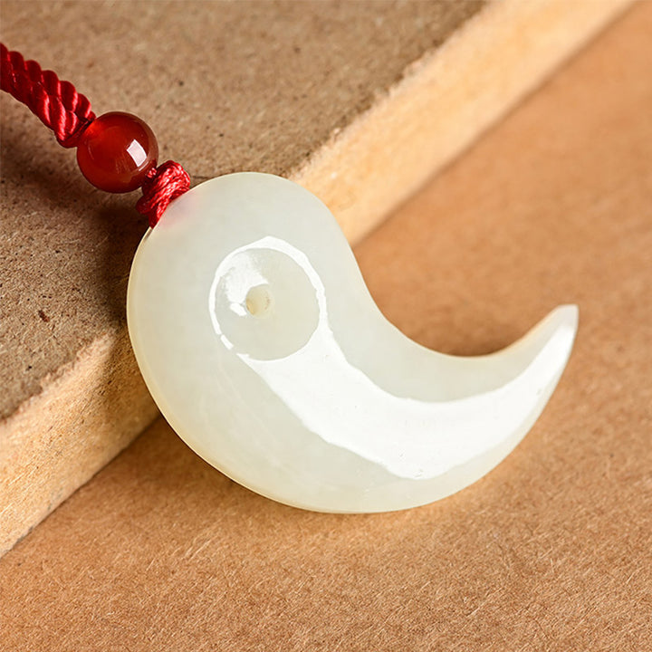 Yin Yang blanco Jade cian Jade protección bendición collar cadena colgante - Jade blanco - image 7