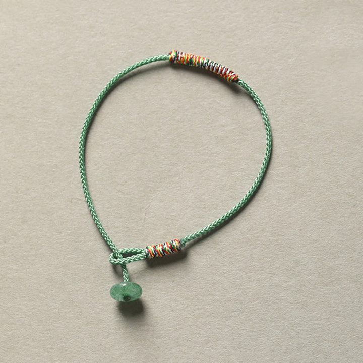 Pulsera de cuerda trenzada de protección de la suerte de aventurina verde hecha a mano tibetana con Buddha Stones
