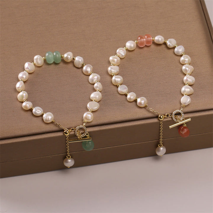 Pulsera de cadena curativa con cuentas de cuarzo fresa verde perla de Buddha Stones