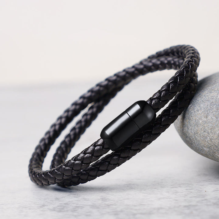 Pulsera con hebilla magnética de protección con hilo rojo de cuero genuino con Buddha Stones