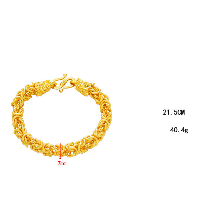 Pulsera de protección de dragón de doble cabeza chapada en oro de 24 quilates con Buddha Stones
