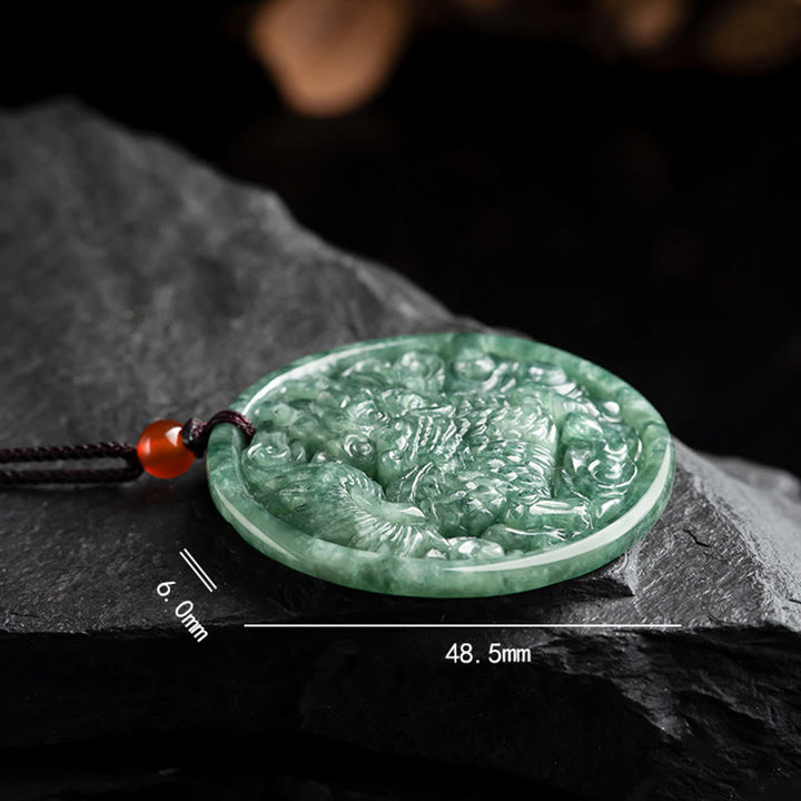 Collar con colgante de cadena de abundancia Kirin de jade natural con Buddha Stones