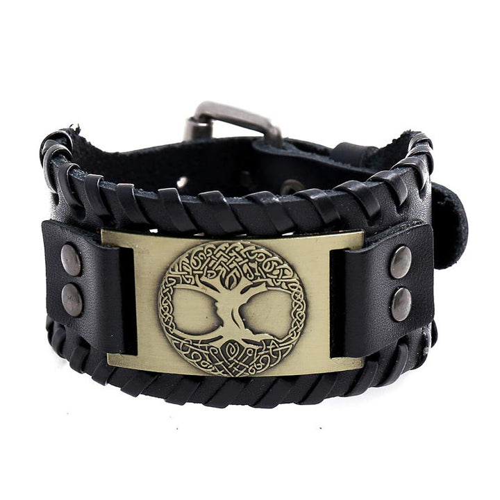 Pulsera De Cuero Equilibrio Árbol De La Vida De La Suerte Con Buddha Stones