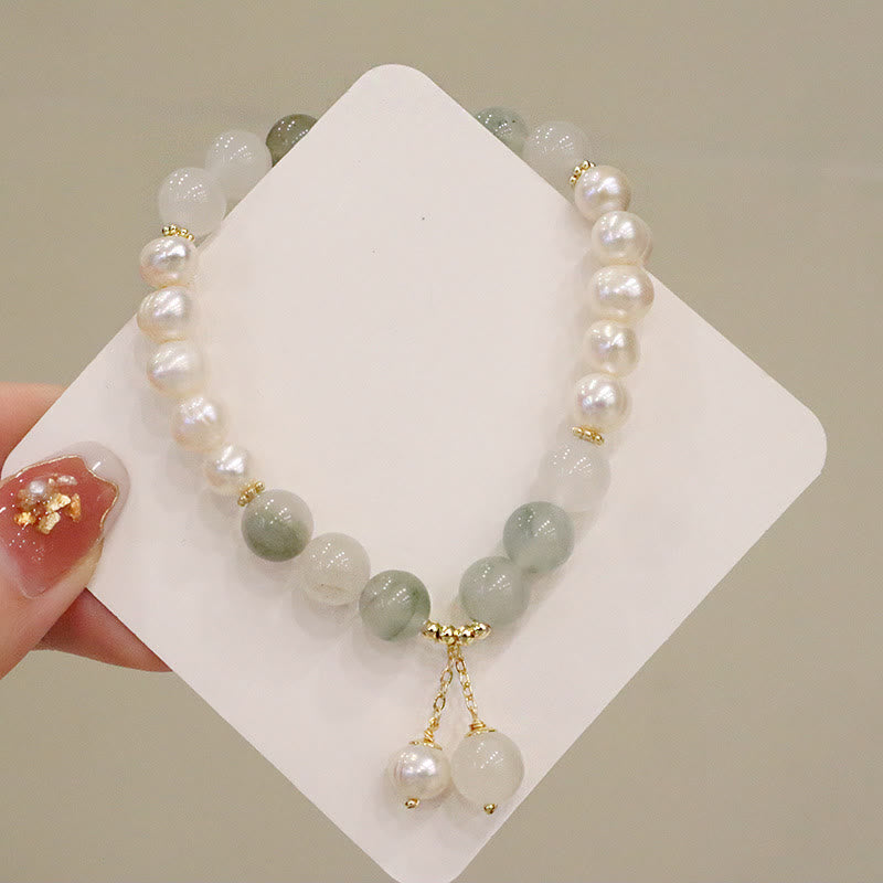 Pulsera de sinceridad curativa de jade y perlas naturales de Buddha Stones