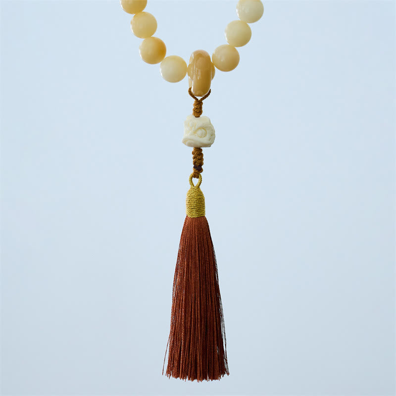 Buddha Stones Bodhi Natural Marfil Fruta Bailando León Encanto Armonía Borla Muñeca Mala