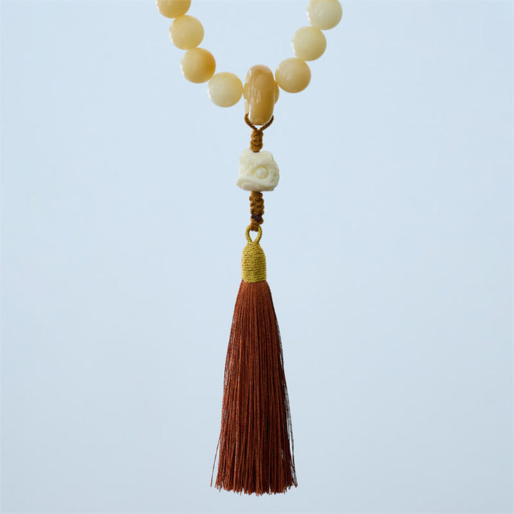 Buddha Stones Bodhi Natural Marfil Fruta Bailando León Encanto Armonía Borla Muñeca Mala