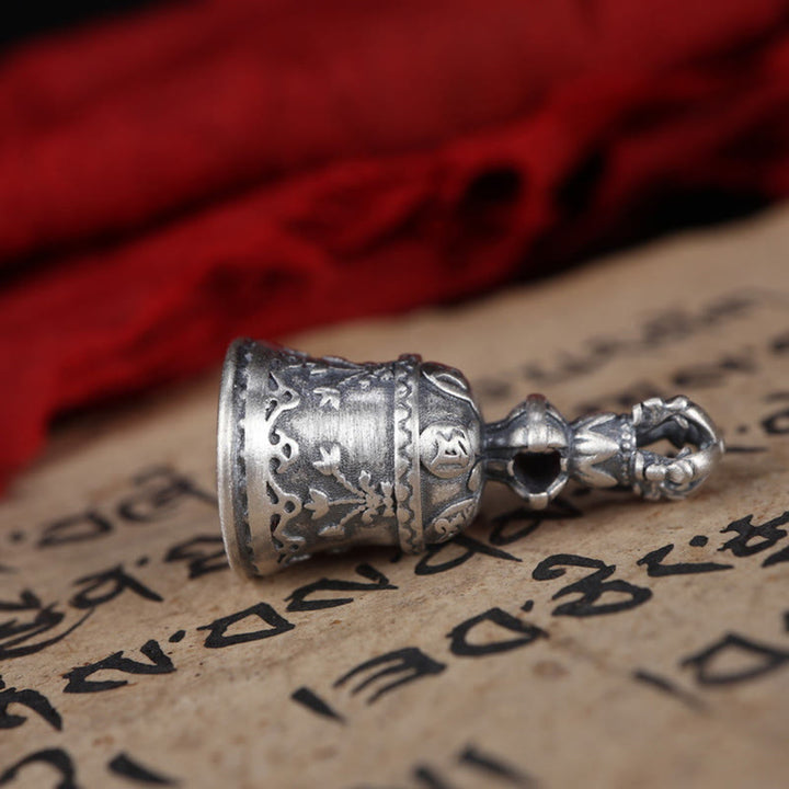 Buddha Stones Tíbet, Plata de Ley 925, Om Mani Padme Hum Dorje Bell Vajra, colgante con iluminación grabada, decoración colgante