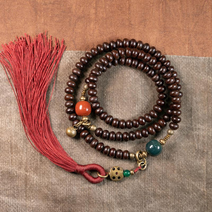 Buddha Stones 108 cuentas de Mala Natural Tíbet púrpura semilla de Bodhi pulsera auspiciosa