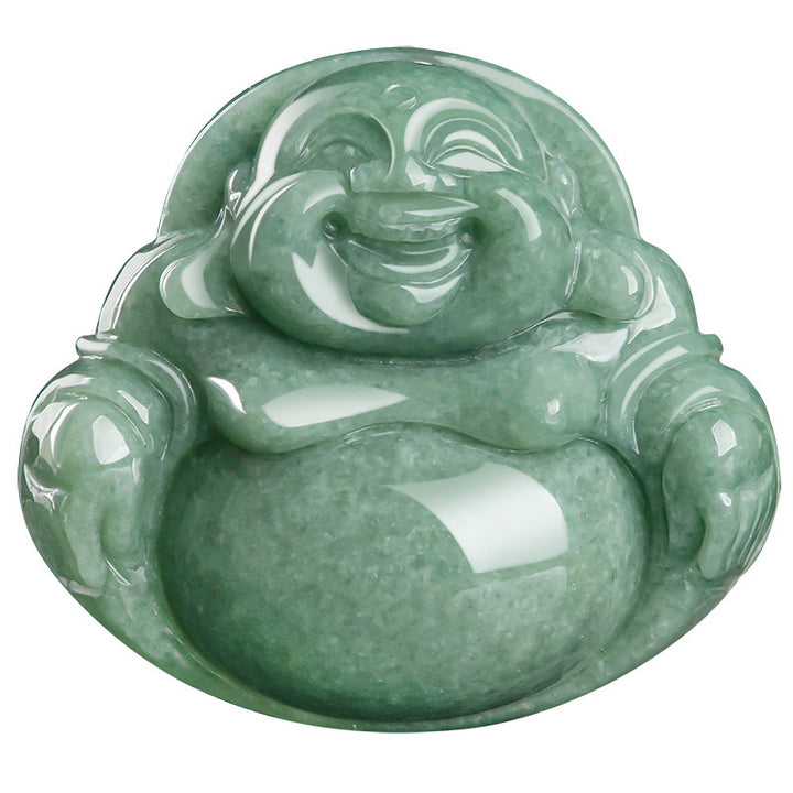 Colgante de cuentas de cadena con collar de armonía de jade cian de Buda sonriente - image 9