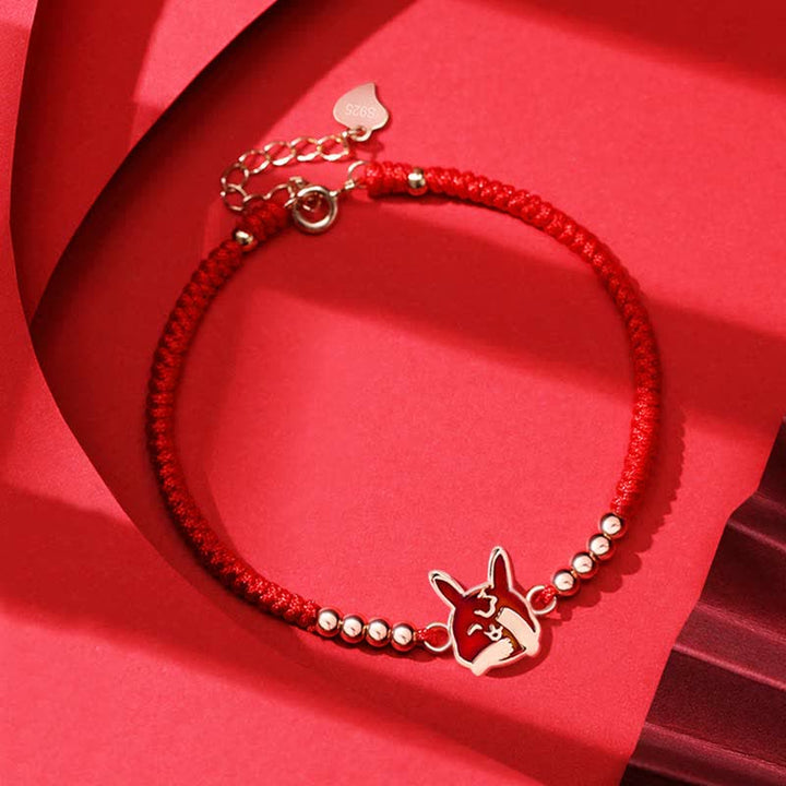 Pulsera de hilo rojo con Buddha Stones de plata de ley 925, zodíaco chino, suerte, fe, decoloración