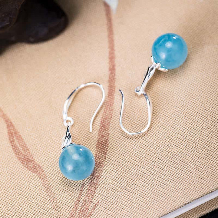 Collar con pendientes de plata de ley 925 con Buddha Stones , aguamarina natural, hoja, flor, paz - image 5