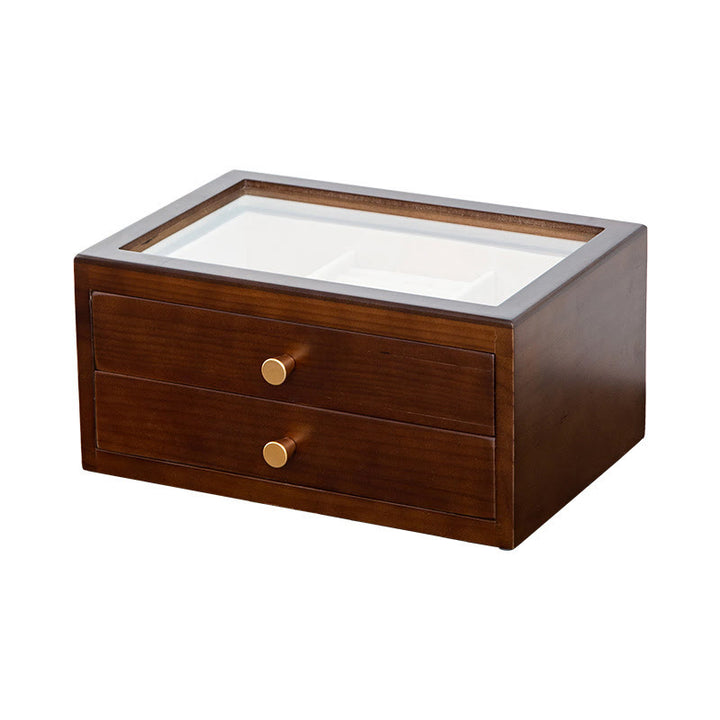 Caja de almacenamiento de joyería Retro de madera maciza con Buddha Stones, con cajón