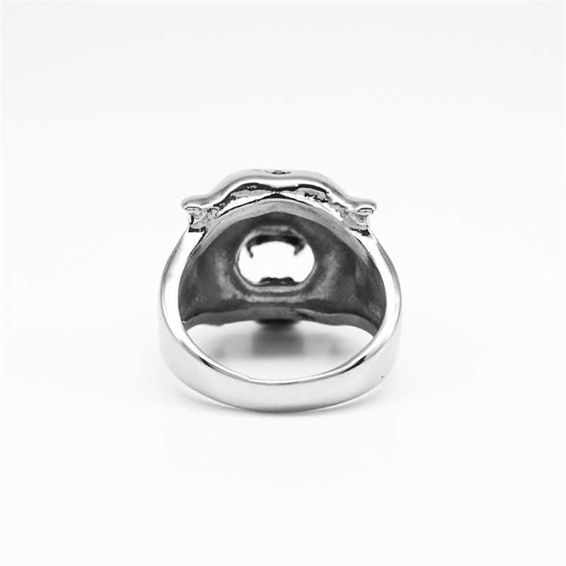 Anillo de motociclista Punk Rock con equilibrio de acero titanio y cabeza de tigre Animal para hombre