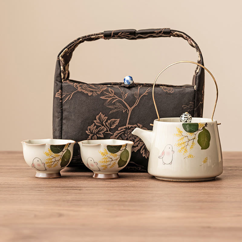 Buddha Stones pintadas a mano, taza de té de cerámica con conejo Osmanthus pequeño, taza de té de Kung Fu, 40ml
