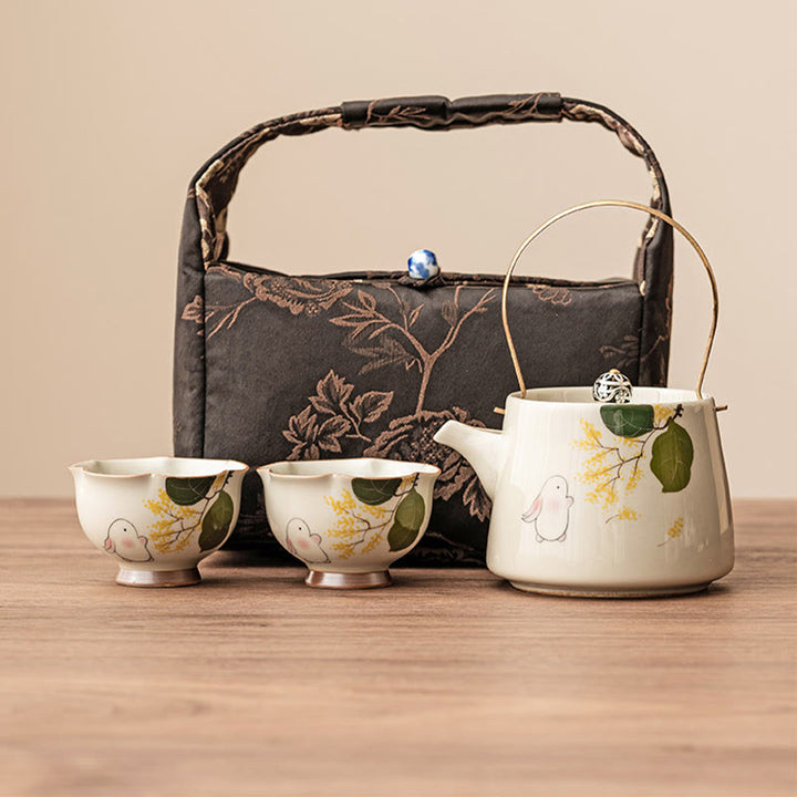 Buddha Stones pintadas a mano, taza de té de cerámica con conejo Osmanthus pequeño, taza de té de Kung Fu, 40ml