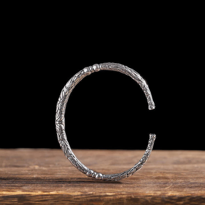 Brazalete de pulsera de equilibrio grabado con patrón de dragón de flores