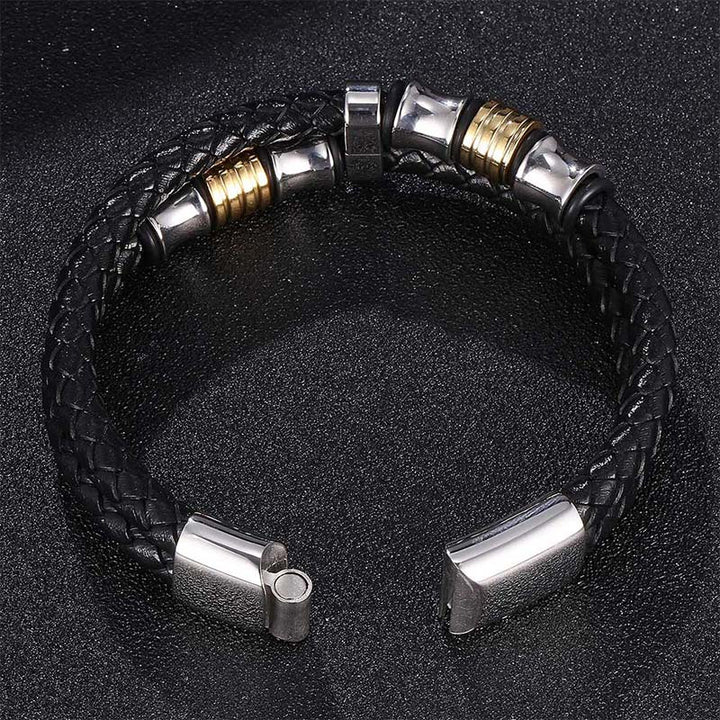 Pulsera Fortune con tejido de cuero en capas de Buddha Stones