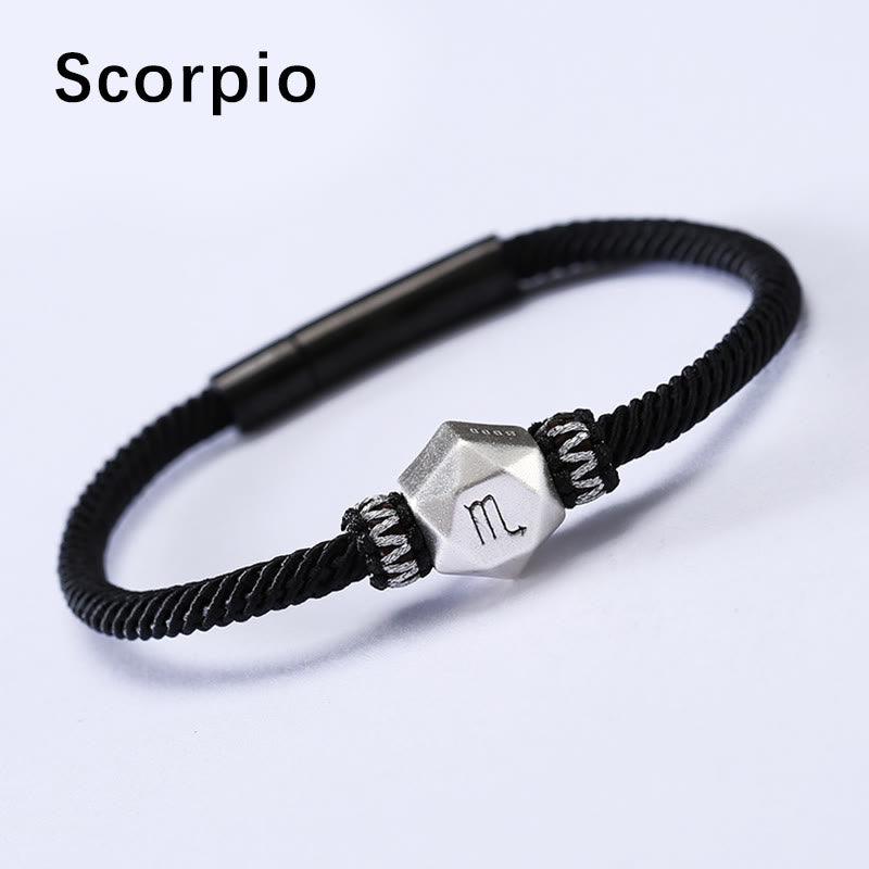 Pulsera de hilo hecha a mano con protección de las 12 constelaciones del zodíaco de plata de ley 999 con Buddha Stones