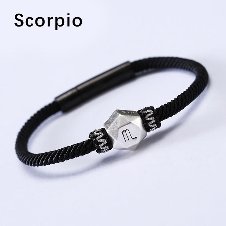 Pulsera de hilo hecha a mano con protección de las 12 constelaciones del zodíaco de plata de ley 999 con Buddha Stones