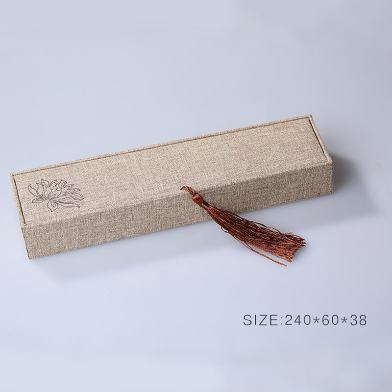 Caja de almacenamiento de joyería con diseño de loto y Buddha Stones, caja de regalo con borlas