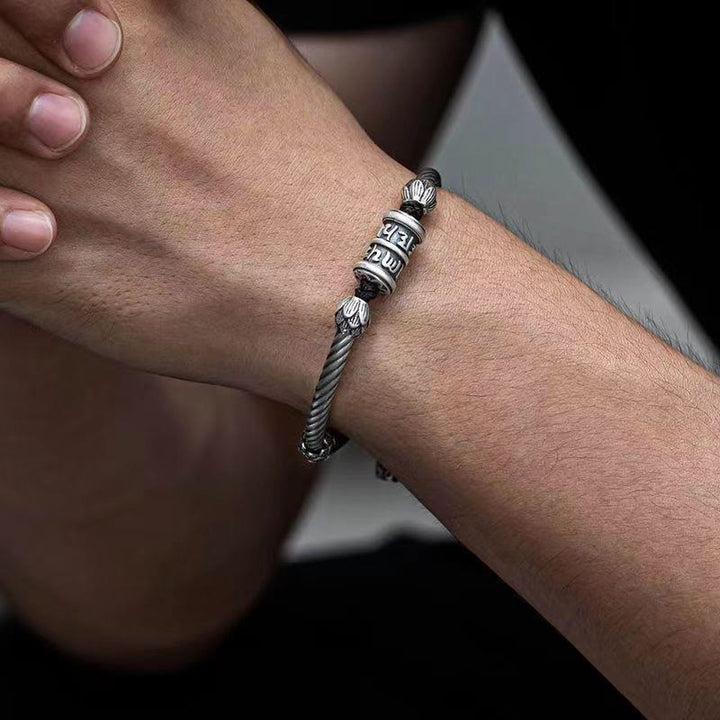 Pulsera trenzada de Buddha Stones Om Mani Padme Hum Lotus Peace