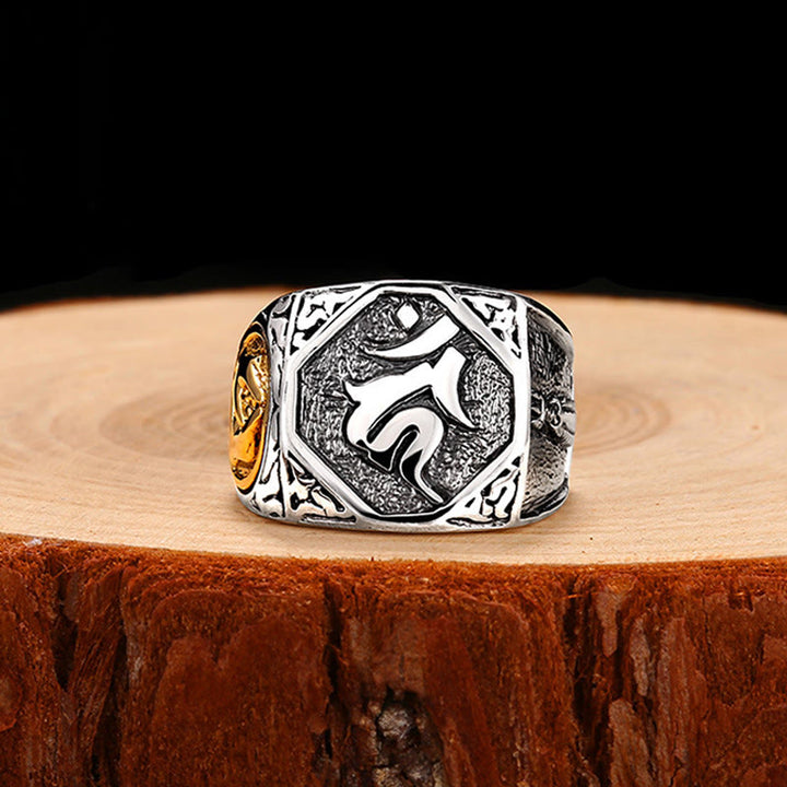 Anillo ajustable de protección tallada con diseño sánscrito de plata de ley 925 con Buddha Stones - image 14