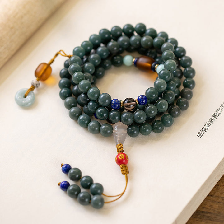 Pulsera de meditación con bendición de semillas Bodhi, 108 cuentas, Mala