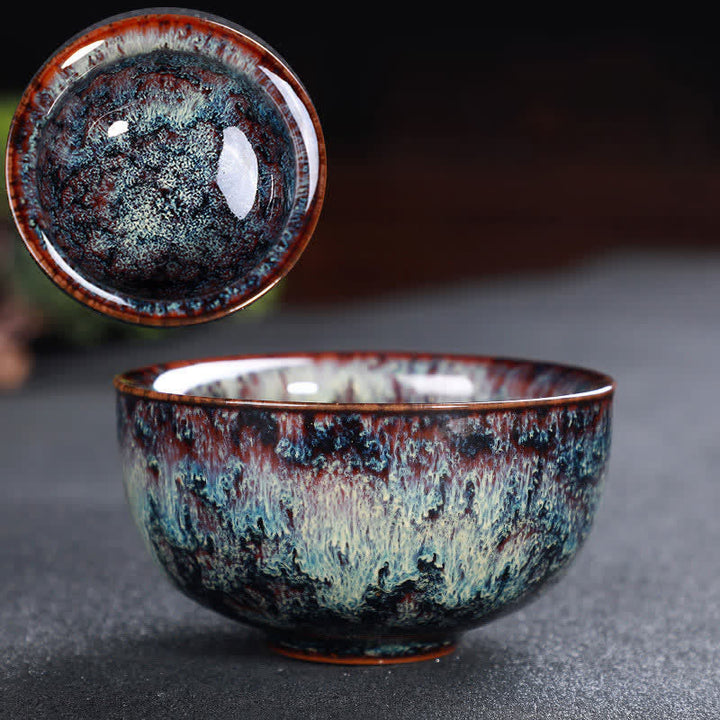 Tazas de té de cerámica coloridas con Buddha Stones para el hogar y la oficina