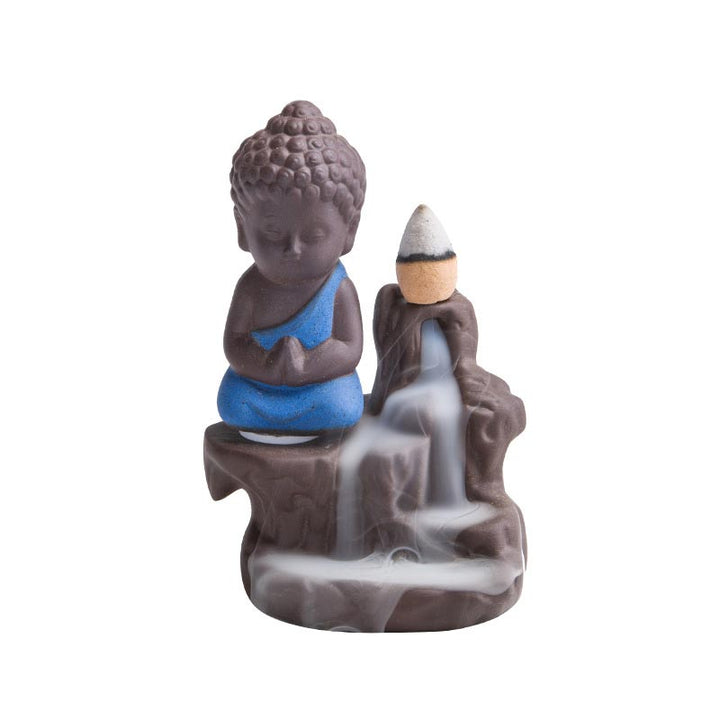 Quemador de incienso de bendición de cerámica, fuente de humo de reflujo de Buddha Stones , decoración