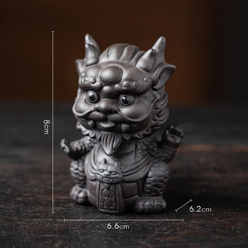 Buddha Stones, dragón de la suerte, riqueza, té, mascota, figura decorativa de arcilla púrpura, decoración - Pequeño Rey Dragón - Negro 6,6 x 6,2 x 8 cm - image 3