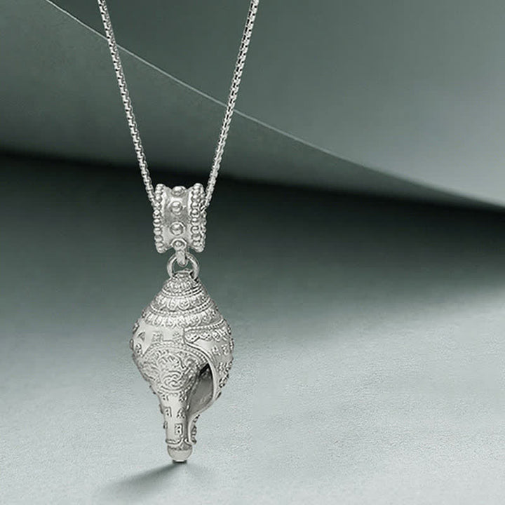 Colgante de plata de ley 999 con concha de caracola Shankha y concha de mar