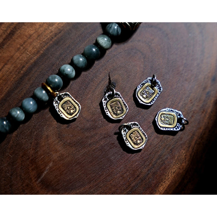 Buddha Stones Plata de Ley 925 108 Cuentas Mala Piedra Ojo de Águila Pulsera Positiva de Piedra Lunar