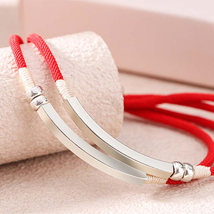 Pulsera trenzada en capas de hilo rojo de plata de ley 925 con Buddha Stones