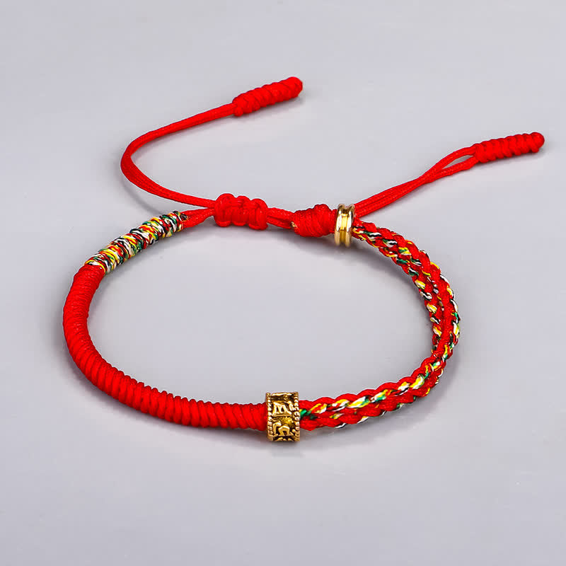 Pulsera de cuerda de la suerte con Buddha Stones Om Mani Padme Hum